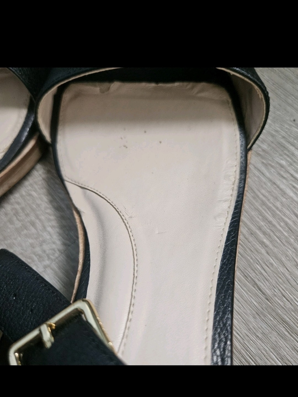 Cole Haan Anette Black Tumbled Leather Ankle Strap Block Heel Sandal 8.5 - Picture 9 of 10